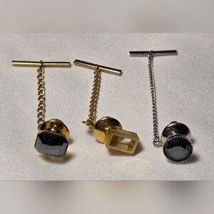 Gold and Silver Cufflinks with Black Stones